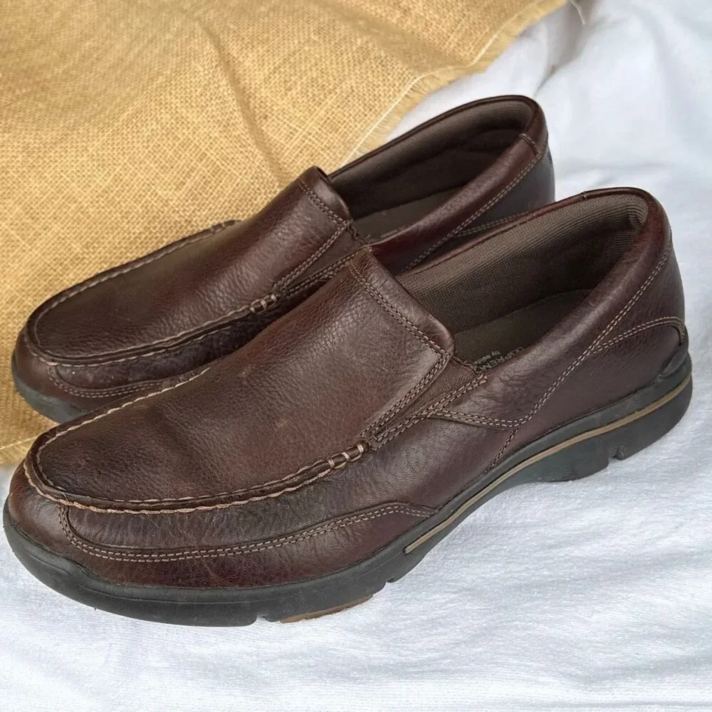 Rockport Slip On Brown Leather Classic Loafers Business Casual size 9.5